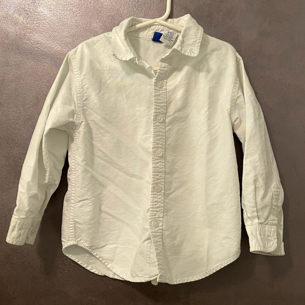 Toddler boy white long sleeve button up shirt 5T